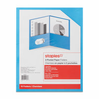 Staples Twin-Pocket Portfolio - Light Blue - 10 Pack-Organize special projects or everyday paperwork in a portable, easy-access location