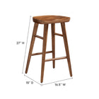 Modway Saville Backless Wood Counter Stools - Walnut - Set of 2-Contoured Saddle Seat
