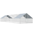 PawHut Galvanized Large Chicken Coop Cage Walk-in Enclosure  - 32.8' x 9.8' x 6.4'-Suitable for raising chickens, rabbits, ducks, and other animals
