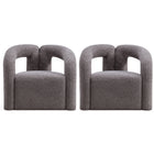 Manhattan Comfort Darian 32.68" Modern Boucle Upholstered Accent Chair - Grey - 2 Pack-Modern Accent Chair for Living Room Usage