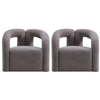 Manhattan Comfort Darian 32.68" Modern Boucle Upholstered Accent Chair - Grey - 2 Pack-Modern Accent Chair for Living Room Usage