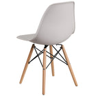 Flash Furniture Elon Series Plastic Chair with Wooden Legs - White-White Plastic Finish