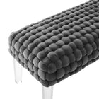 Modway Prologue Woven Performance Velvet Ottoman - Grey-Non-Marking Foot Glides