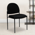 Flash Furniture Comfort Black Fabric Stackable Steel Side Reception Chair-.75'' Leg Diameter