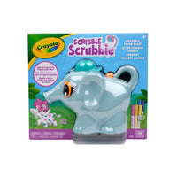 Crayola Scribble Scrubbies Colour Blast Playset-Scribble Scrubbies colour blast: includes 1 jumbo elephant sprayer toy, 6 scribble Scrubbie washable markers, 1 scribble Scrubbie elephant pet, and instruction sheet.