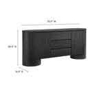 Modway Duval 71" Rounded Sideboard Storage Cabinet - Black-Soft-Close Hinges
