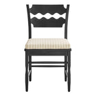 Modway Jax Oak Wood Dining Chair With Wavy Razor Back and Cushion - Black Oatmeal Stripe-Fully Assembled