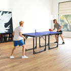 Soozier Compact Midsize Tennis Table - 6' x 3' - Blue-Reinforced steel frame with high density MDF playing surface in blue finish for stability and durability