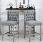 HOMCOM Tufted Armless Bar Stool High Chair - Grey - 2 Pack-Deep cushioned seat and backrest provide amazing comfort and support