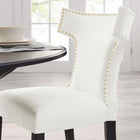 Modway Curve Performance Velvet Dining Chairs - White - 2 Pack-Studded Nailhead Trim