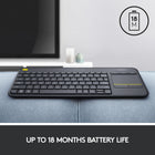 Logitech Wireless Touch-Keyboard K400 Plus, Black, French-18-month battery life