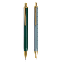 General Supply Goods + Co Ruler Pens - 1.0 mm - Blue & Green - 2 Pack-Set of 2 pens with built-in ruler featuring inch and centimetre measurements
