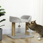 PawHut Cat Tree Tower Condo with Jute Scratching Posts - Light Grey-Platform provides a snug place to relax and nap 
