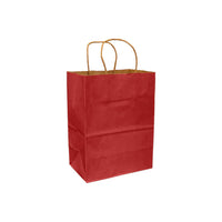 Eddie's 100% Recycled Kraft Shopper Paper Bag - 8" L x 4-3/4" W x 10-1/4" D - Scarlet Red - 250 Pack-8" x 4-3/4" x 10-1/4"