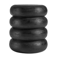 Modway Ellery Round Stacked Wood Side Table - Wirebrush Black-Round Curved Side Table