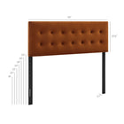 Modway Emily Stain-Resistant Performance Velvet Full Size Headboard - Rust-Button Tufting