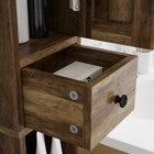 HOMCOM 73" Tall Narrow Bathroom Storage Cabinet - Brown Wood Grain-Modern farmhouse style with barn-style doors adds rustic appeal