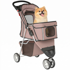 PawHut Deluxe 3-Wheel Pet Stroller with Brake - Canop - Cupholders - Coffee-Suitable for small and miniature dogs less than 13.8" (35 cm) in length and less than 22 lbs (10 kg) in weight
