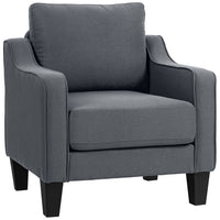 HOMCOM Armchair with Pocket Spring - Thick Padded for Living Room - Charcoal Grey-Pocket spring padding for flexible, supportive seating 
