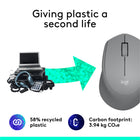 Logitech M280 Wireless Mouse - 3 Buttons - Grey-Plastic parts in M280 include certified post-consumer recycled plastic (Black/Graphite: 76%, Blue/White/Grey/Red: 58%)(2)
