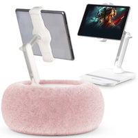 ShoppingAll 2-in-1 Tablet Holder with Detachable Plush Cushion for 4.7"-13" Phone/Tablet - Pink-2-in-1 Versatile Stand Mode - Switch effortlessly between cushion stand mode for lap use on beds and sofas and desk stand mode for a stable setup on a table or desk. The detachable arm easily attaches to either base, giving you the best of both worlds.