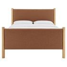 Modway Maven Full Size Vegan Leather Upholstered Platform Bed - Tan Oak-Wood Slat Support