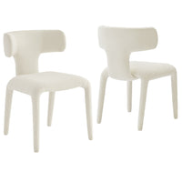 Modway Stellan Curved Back Boucle Upholstered Dining Chair - Cream - 2 Pack-Fully Upholstered Dining Chair