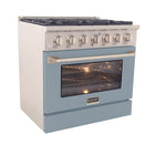 Kucht 36" KNG Series Pro Style Natural Gas Range - Stainless Steel/Light Blue-Sealed burners make the range easy to clean