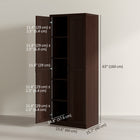 HOMCOM 63" H Pantry Cabinet with Adjustable Shelves - Distressed Dark Brown-Anti-tipping design on the back adds safety 