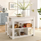 Modway Meadowbrook 3-Piece Kitchen Island and Stool Set - White Maple-Non-Marking Foot Pads