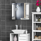 HOMCOM Medicine Cabinet with Mirror, Doors and Shelf - White-Ample storage space with 3 shelves for your makeup, toiletries, medicine, first-aid supplies, and more  