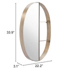 Zuo Latitude Oval Shelf Mirror - Antique Bronze-6