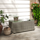 Outsunny Outdoor Coffee Table with Steel Frame for Garden, Balcony, Porch - Dark Grey-Adjustable feet for a stable stand