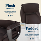 La-Z-Boy Mercer Air Lumbar Executive Office Chair - Brown-Fixed foam padded ergonomic armrests