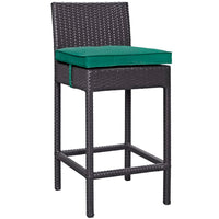 Modway Convene Outdoor Patio Fabric Bar Stool - Espresso Green-For entertaining or everyday use