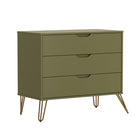 Manhattan Comfort Avira 35" Mid-Century Modern 3-Drawer Dresser - Olive Green-Compact, versatile design ideal for bedrooms, guest rooms, or apartments