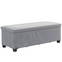 HOMCOM 44 Inch Storage Ottoman Bench with Lid and Legs - Light Grey-Elegant corduroy design enhances your decor