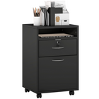 HOMCOM 24" Vertical Mobile Filing Cabinet with Lockable Drawer - Black-Lockable drawer with two keys keeps important files safe 