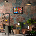 Along Route 66 by Michel Fishel - Framed Canvas - 31" x 22"-Museum-quality reproduction with vibrant colors