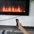 HOMCOM Wall-Mounted Electric Fireplace with Flame Effect and 7 Colour Backgrounds - Black-Safety thermal cut-off device provides peace of mind against overheating 