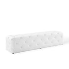 Modway Amour 72" Tufted Button Entryway Faux Leather Bench - White-Tufted Button Entryway Bench