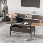 HOMCOM 39" Modern Lift Top Coffee Table with Hidden Storage Compartment - Light Grey-Adjustable desk platform to meet your different needs