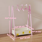 Qaba Kids Clothing Rack with Storage & Hangers - Pink-Smooth, burr-free finish and stable triangle structure for extra durability  
