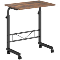 HOMCOM 23.5" Mobile Standing Desk with Adjustable Height - Rustic Brown-Unique C-shaped make it available for a lot of different placements 