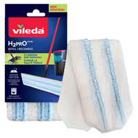 Vileda H2prO Flat Mop System Refill-High-quality microfibre mophead refill removes and absorbs stubborn dirt, grime and spills