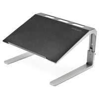 Startech Heavy Duty Adjustable Laptop Stand - Black/Silver-Ergonomic stand raises your laptop off your desk, with tilted angle for comfortable viewing