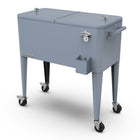 Permasteel 80 qt Retro Rolling Patio Cooler with Divider - Blue-Spacious 80 quart capacity provides generous storage for up to 110 12oz cans, plus ice