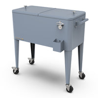 Permasteel 80 qt Retro Rolling Patio Cooler with Divider - Blue-Spacious 80 quart capacity provides generous storage for up to 110 12oz cans, plus ice