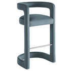 Modway Winslow Performance Velvet Bar Stool - Cadet Blue-Barrel Back Design