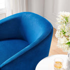 Modway Series Performance Velvet Fabric Swivel Chair - Navy-Powder-Coated Iron Swivel Base